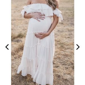 Lulu’s Chance For Us Ivory Off-the-Shoulder Ruffled Maxi Dress